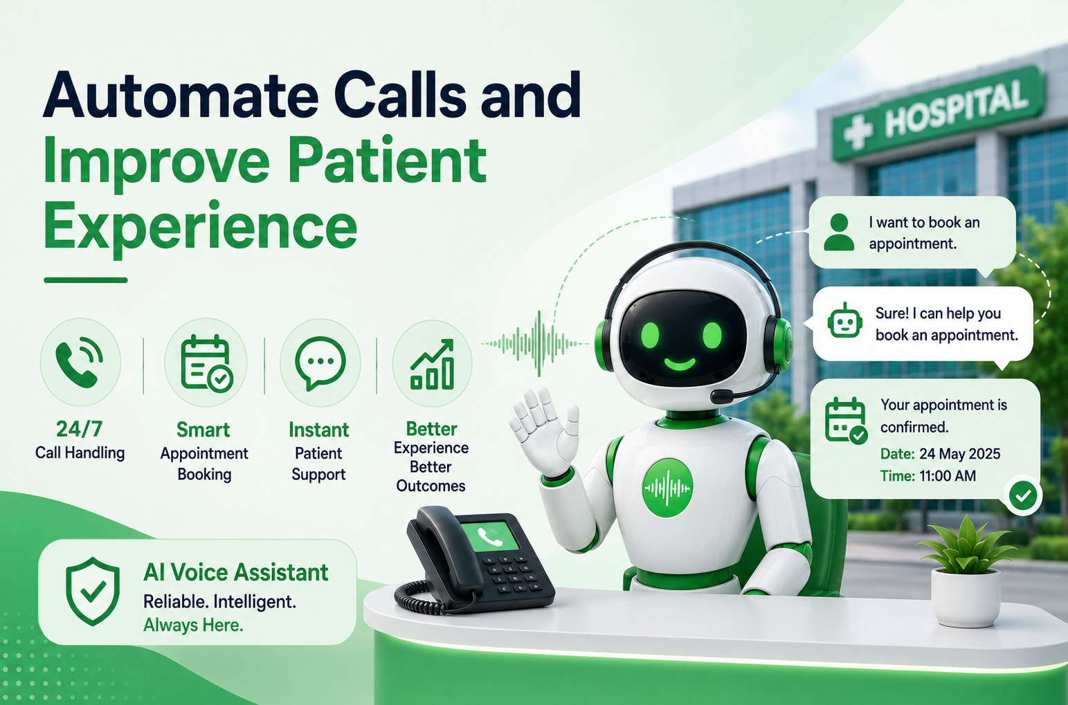Tatkal Doctor AI voice receptionist illustration for hospital calls